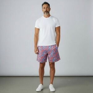 Chubbies Golf Men's Shorts Patriotic Red Blue Floral Elastic Made In USA Size M